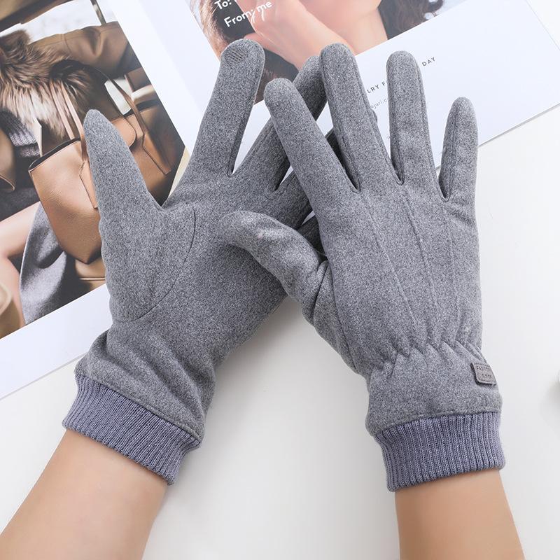 Phong cách mới nhất mùa thu và mùa đông mới găng tay da lộn dành cho nữ đi xe điện ngoài trời lái xe cộng với nhung dày găng tay màn hình cảm ứng chống trượt