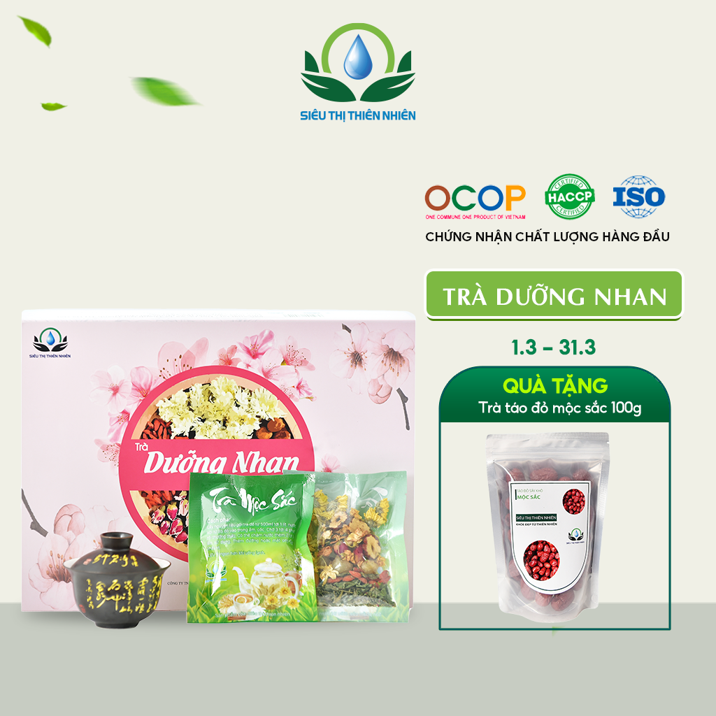 Trà Dưỡng Nhan 7 Vị SIÊU THỊ THIÊN NHIÊN Hỗ Trợ Giảm Cân, Dưỡng Da, Bổ Sung Các Loại Vitamin Hộp 30 Gói