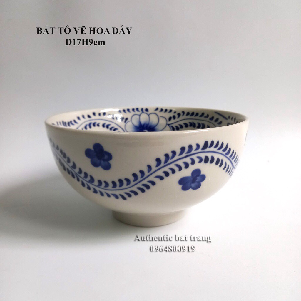 Bát tô dùng ăn phở, úp mì Kích thước D17h9cm Chất liệu gốm sứ cao cấp – xưởng gốm sứ authentic bat trang