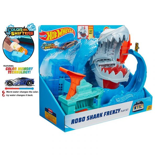 Bộ thử thách Hot Wheels city cá mập bay GJL12