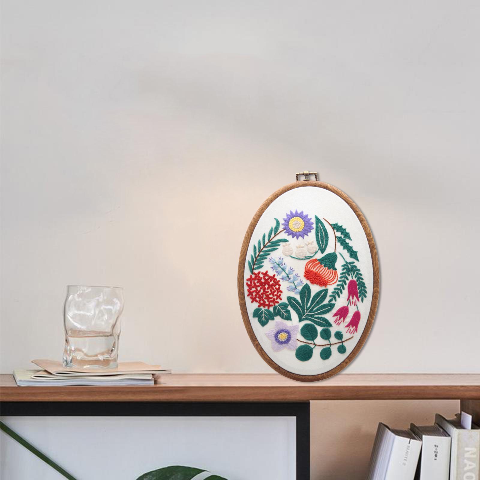 Stamped Embroidery Kit for Beginners with Pattern Floral Cross Stitch kit Starter Kit with Embroidery Hoop, Color Threads