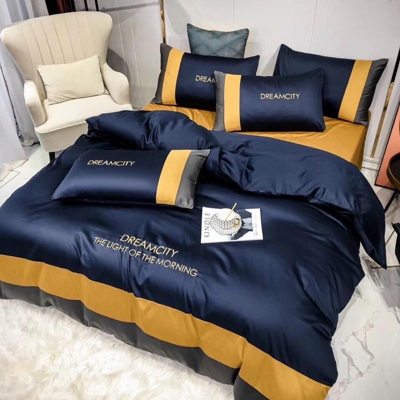 Bộ Chăn Ga Lụa Phối DREAMCITY 40s Cao Cấp