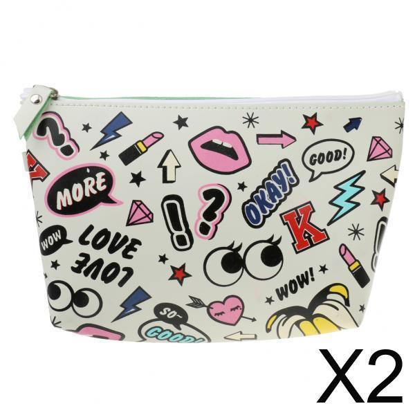 2xFashion Cosmetic Makeup Purse Wash Bag Organizer Pouch Pencil Case Bag Color