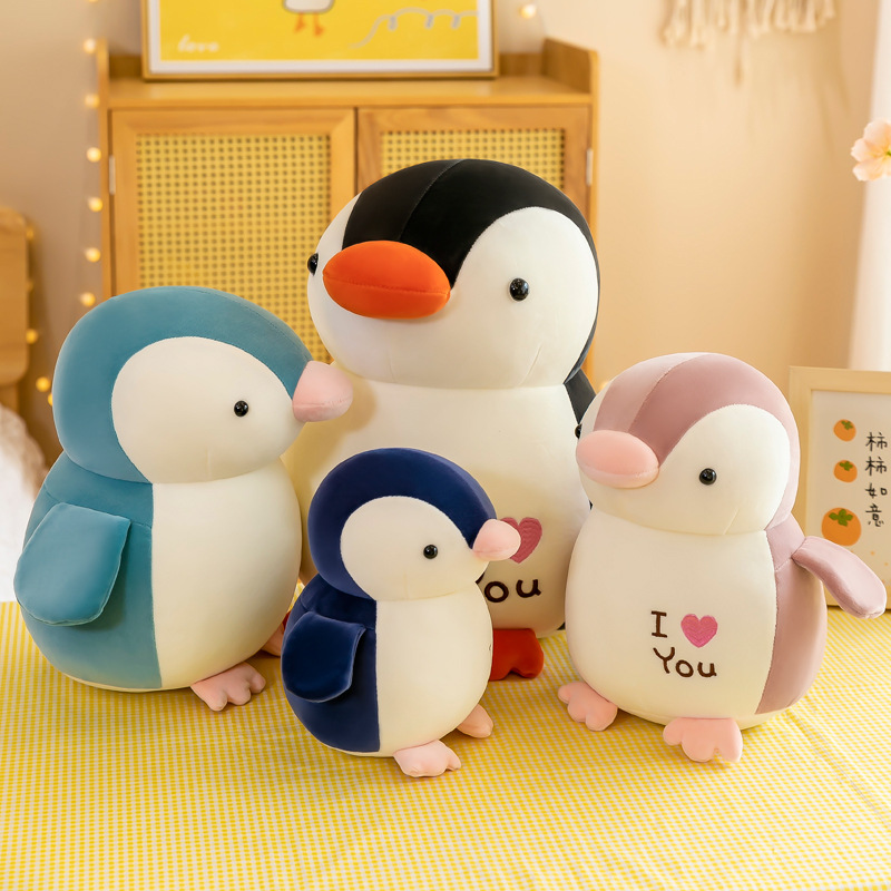 Gấu Bông Chim Cánh Cụt I Love You Siêu Dễ Thương Mềm Mịn Cho Bé Yêu (25cm---&gt;35cm) Vải Miniso 4 Chiều Co Giãn Êm Ái, Hàng Cao Cấp An Toàn Cho Trẻ Nhỏ