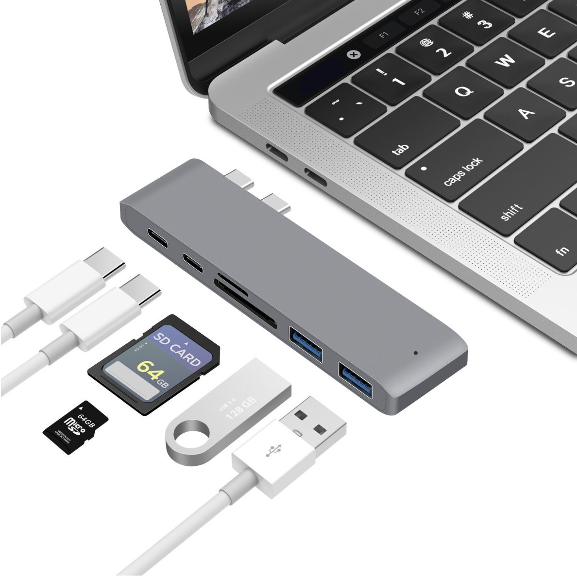 Hub chia USB Type-C 6 Cổng TYPE-C/USB 3.0/SD/TF Newdery 9634 - Hàng chính hãng