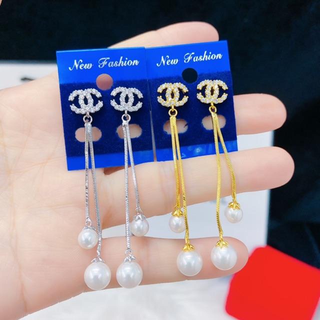 Bông tai hiệu x 2 tua mạ vàng + bạch kim RCLN