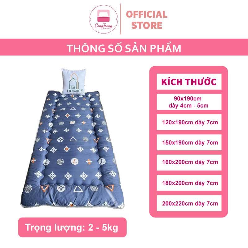 Topper nệm bông xuất Nhật HOMIES cao cấp , Đệm Topper ngủ trưa văn phòng, Tấm làm mềm đệm cotton mềm mại (Đủ Kích Thước)