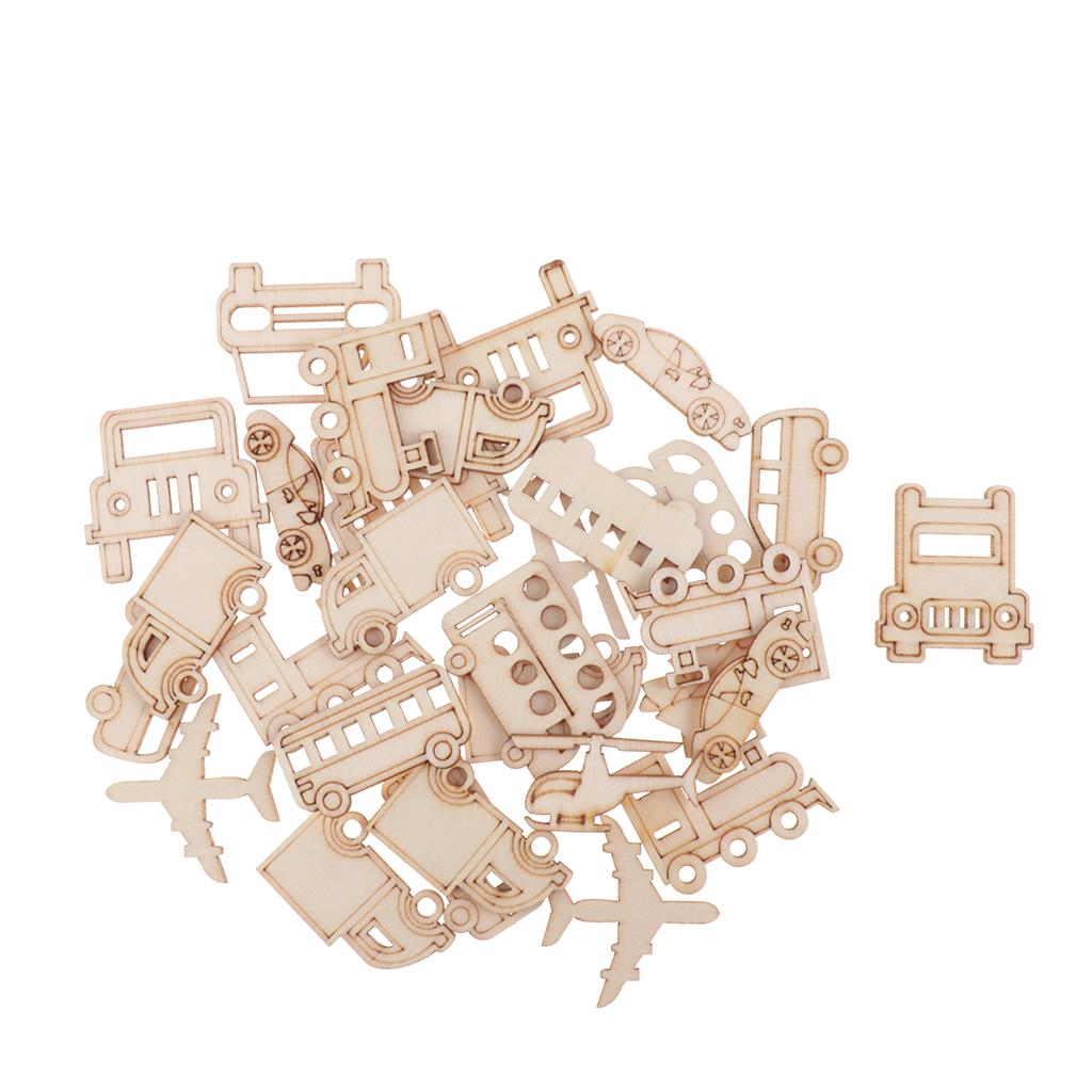 60 Miếng Các Loại Xe Gỗ Lỗ Cắt Hình Khối Bằng Gỗ Thủ Công Thẻ Decoupage Chỉnh Trang DIY Thêu Sò Thẻ Làm Nghệ T