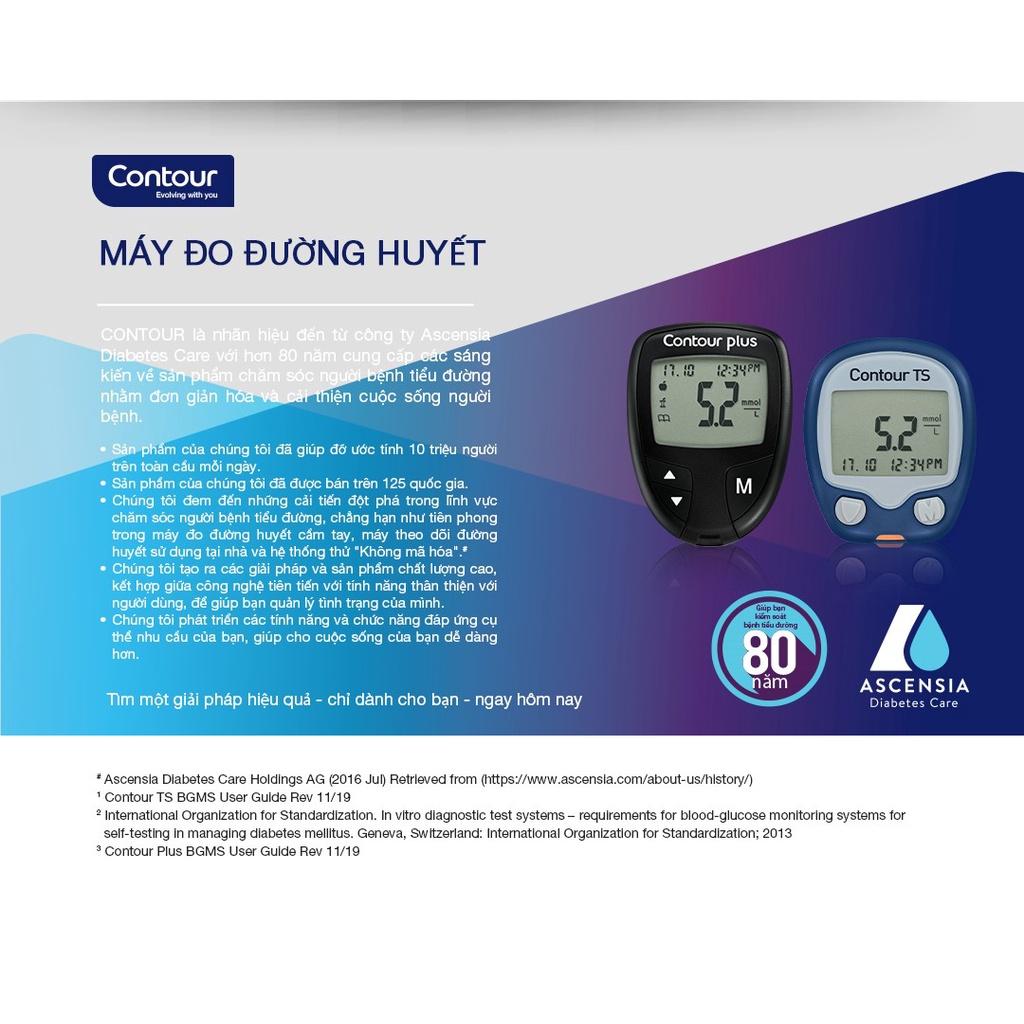 Bộ sản phẩm 1 Máy đo đường huyết  CONTOUR PLUS (mg/dL) và 100 Que thử đường huyết  và 100 Kim lấy máu thử đường huyết