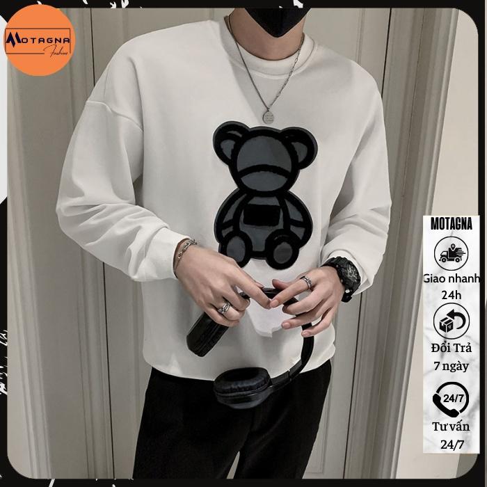 Áo thu đông Hàn Quốc, Áo sweater chất đẹp kiểu dáng Hàn Quốc in Gấu Xám mã NZ611