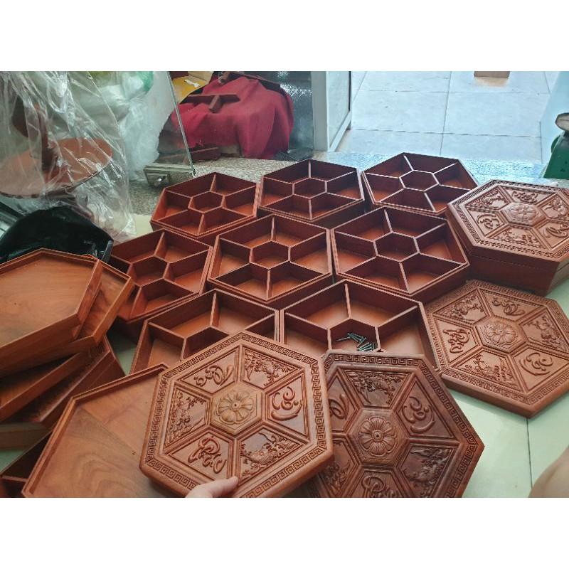KHAY MỨT ĐỰNG BÁNH KẸO PHÚC LỘC THỌ GỖ HƯƠNG