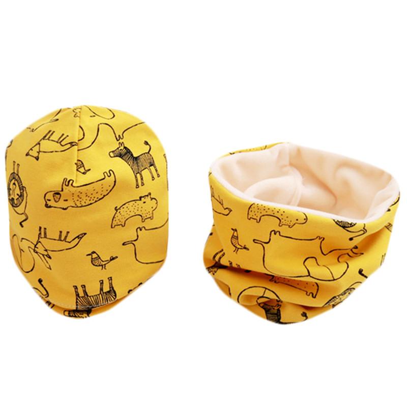 2 Cái/bộ Sang Trọng Nón Cho Bé Bộ Khăn Mũ Trẻ Em Áo Croptop Cotton Nón Mùa Xuân Mùa Đông Bé Gái Bé Trai Nắp Ấm Ấm Áp Trẻ Em nón Lưỡi Trai O Vòng Cổ Bộ