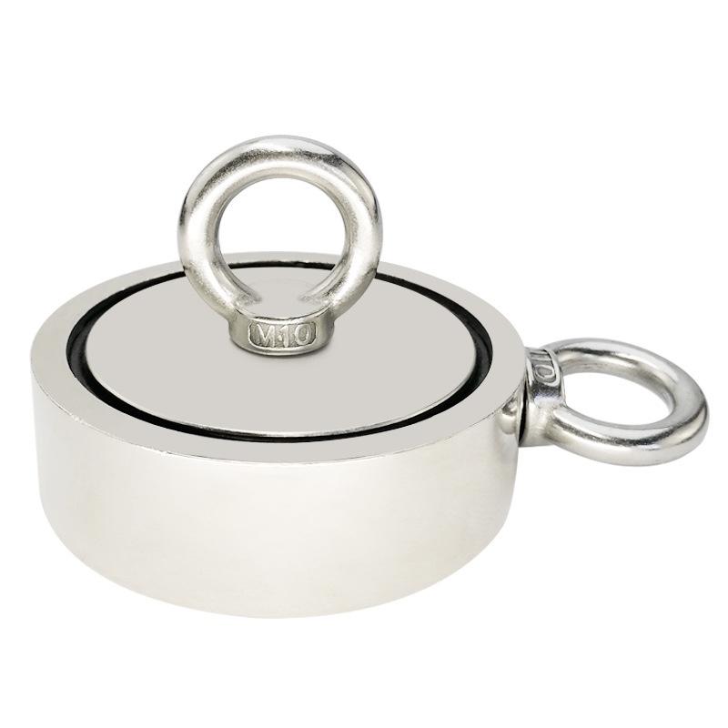 Nam châm cứu hộ đa năng 2 móc D116x30mm, nam châm siêu mạnh hút đồ dưới sông lên đến 800kg