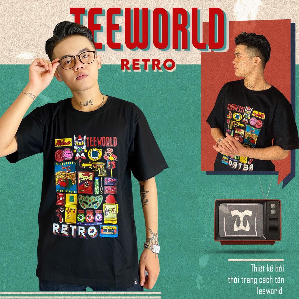 Áo thun Teeworld Retro Nam Nữ Trắng Đen Form Rộng Unisex