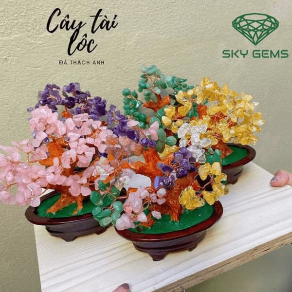 Cây Tài Lộc Thạch Anh 15cm trang trí phòng khách, bàn làm việc, phòng ngủ