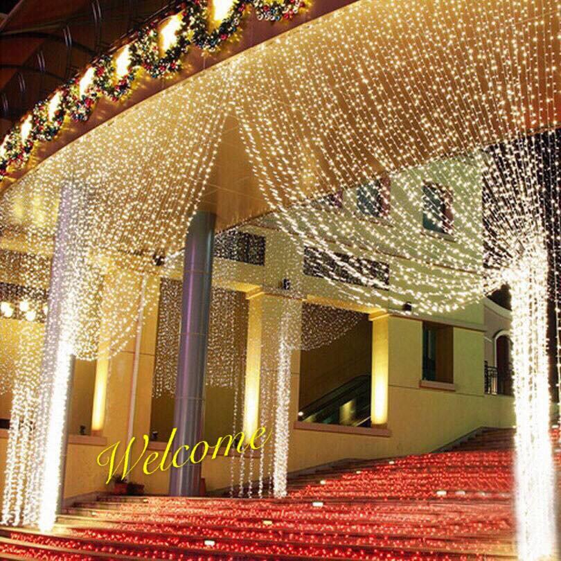 - RẺ VÔ ĐỊCH- Đèn Rèm 3m x 2m có 10 Sợi Thả Mưa Màu Vàng Ấm Trang Trí Background