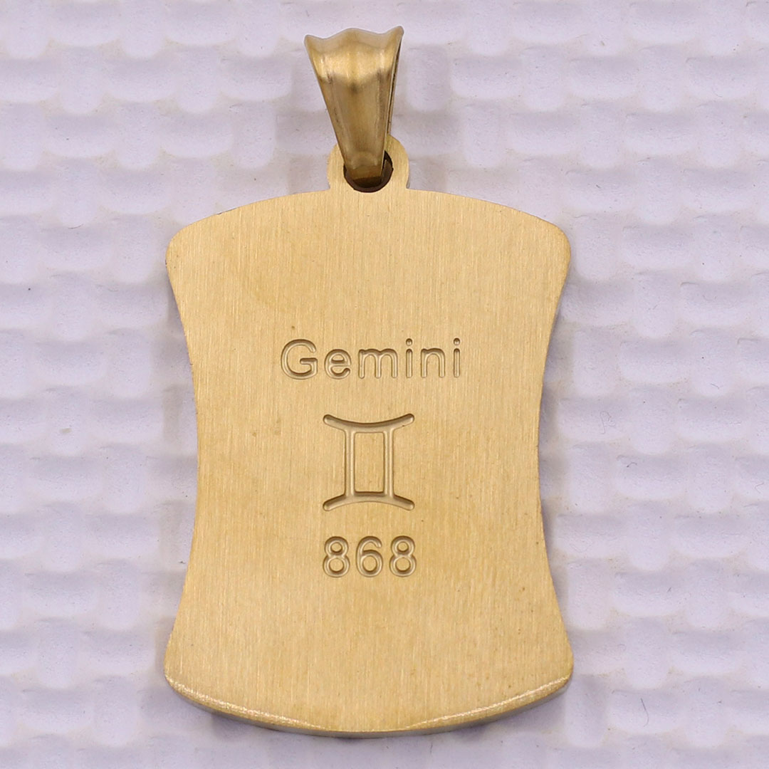 Mặt dây chuyền cung Song Tử - Gemini inox vàng kèm vòng cổ dây chuyền inox rắn vàng + móc inox vàng, Cung hoàng đạo