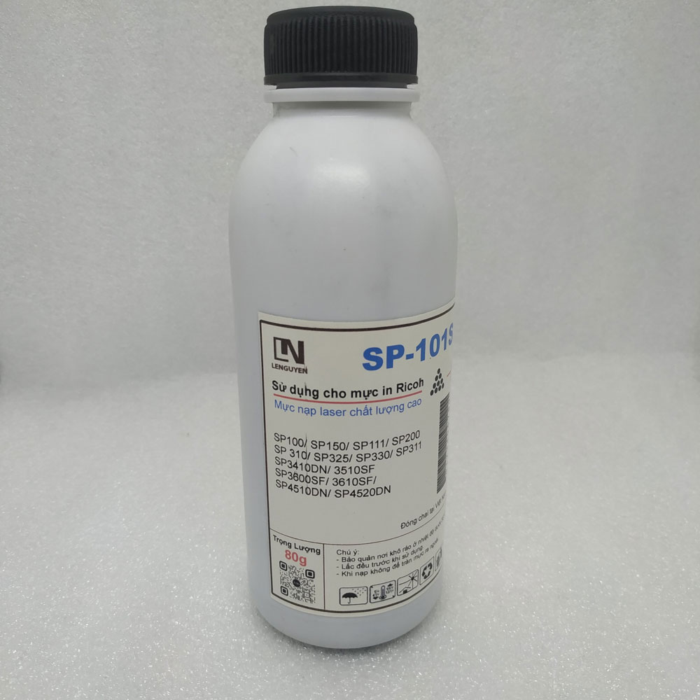Mực nạp, Mực chai LN SP101S dùng cho máy in Ricoh SP100/ 200/ 203/ SP 310, SP 150 đậm đẹp, ít thải trọng lượng 80g - Hàng chính hãng