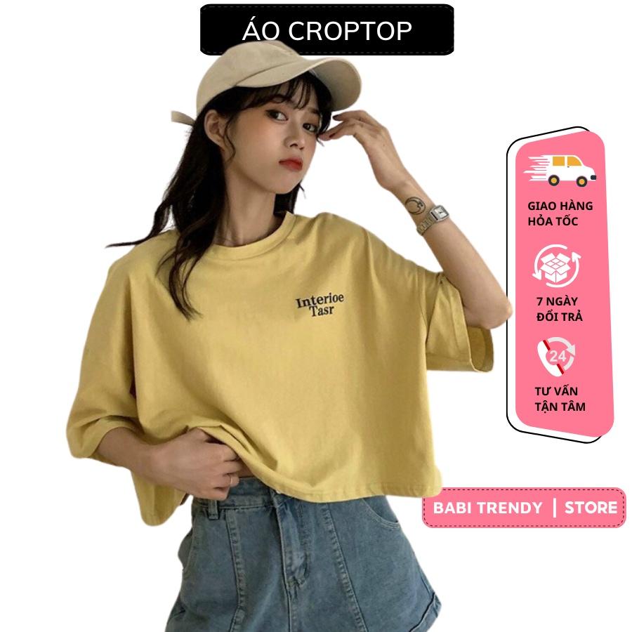 Áo Croptop Nữ Tay Lỡ Form Rộng Kiểu Ulzzang Chất Cotton Thoảng Mát - Babi Trendy CRI03