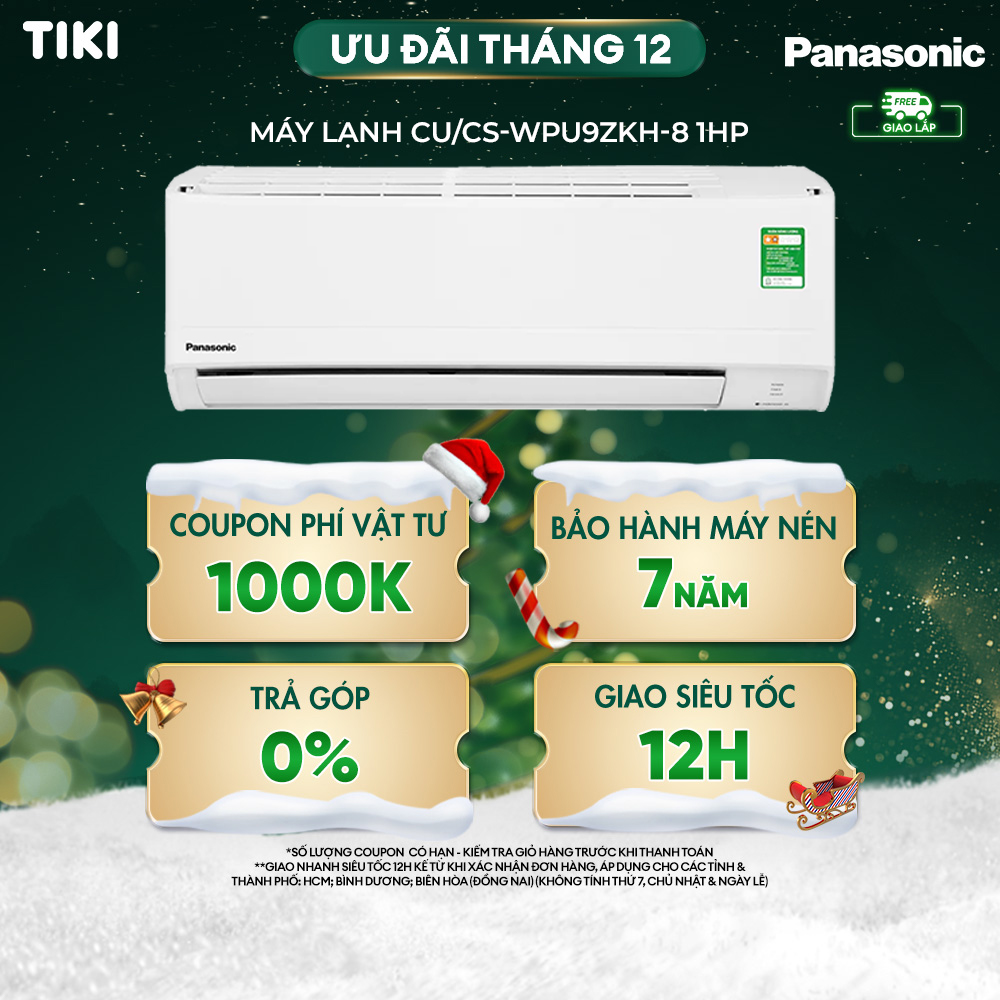 Máy lạnh/ Điều hòa Panasonic CU/CS-WPU9ZKH-8 - 1HP - Một chiều - Lọc sạch bụi mịn tới 99% - Inverter kết nối wifi - Hàng chính hãng