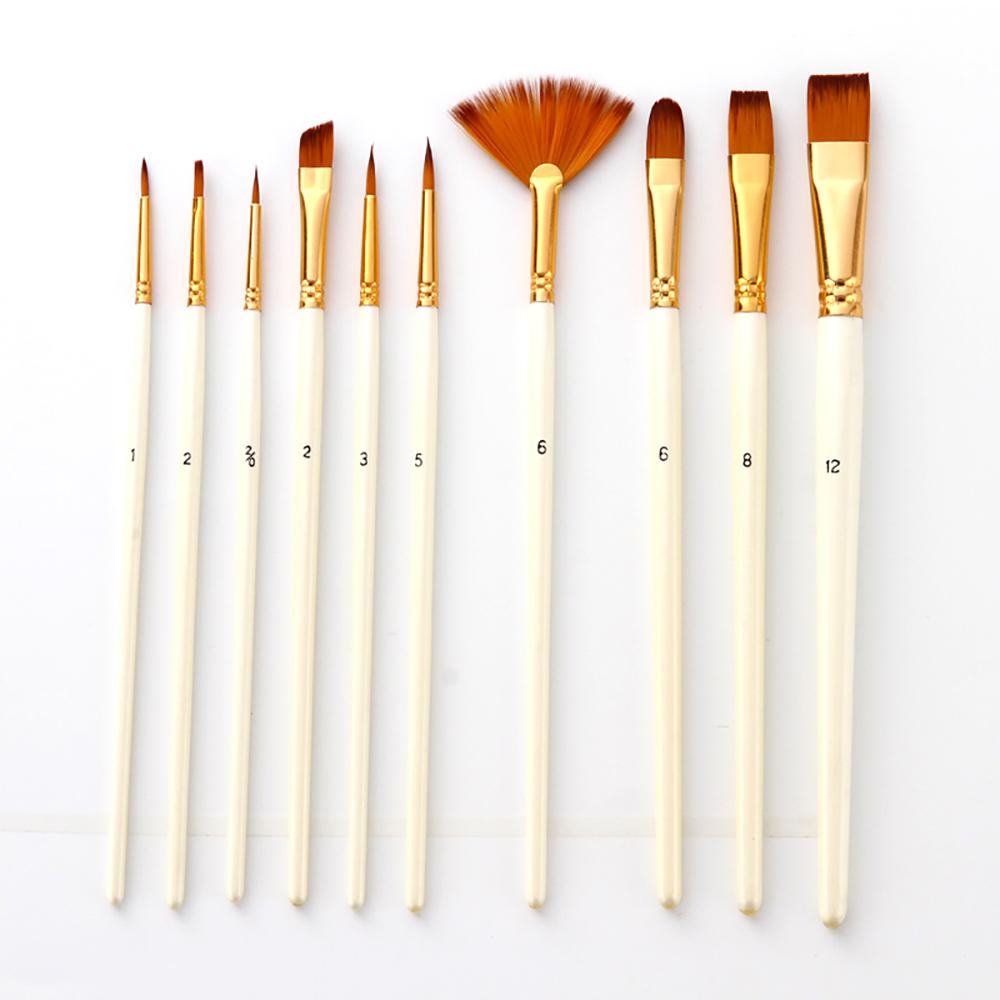 10 cái Bàn chải Sơn Nylon cho Nghệ sĩ Acrylic Aquarelle Bột màu Dầu màu nước