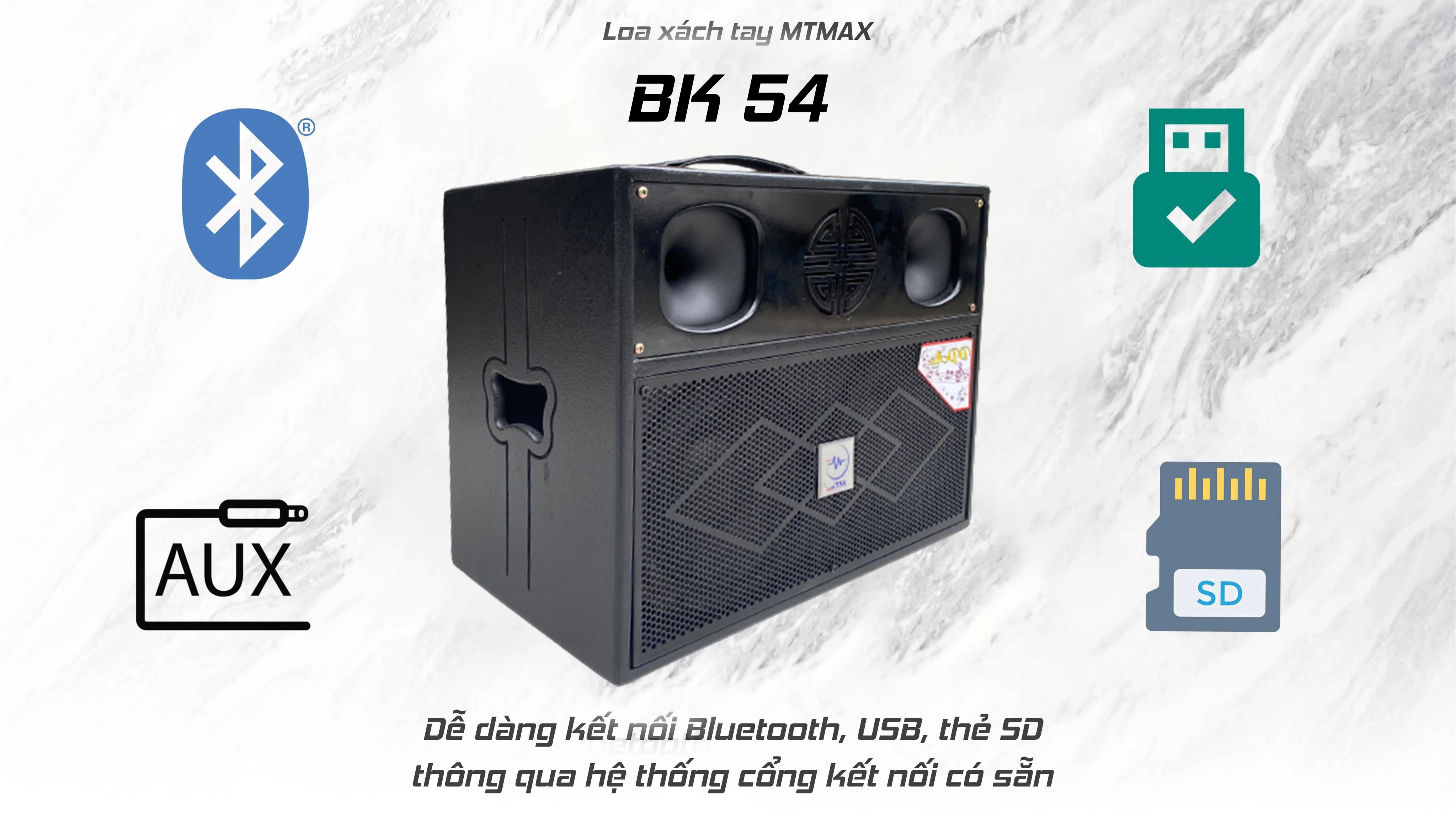 Loa Kéo Di Động MTMax BK54 Karaoke Bass Đôi 20cm âm thanh lớn