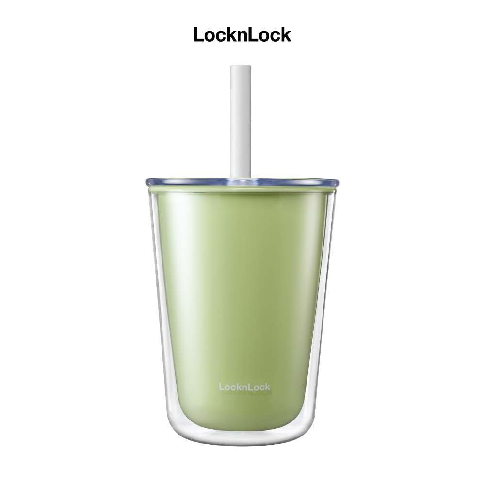 Ly nhựa 2 lớp LocknLock Bubble Tea Cold Cup màu xanh lá HAP529GRN 720ml, Hàng chính hãng, kèm ống hút trân châu - JoyMall