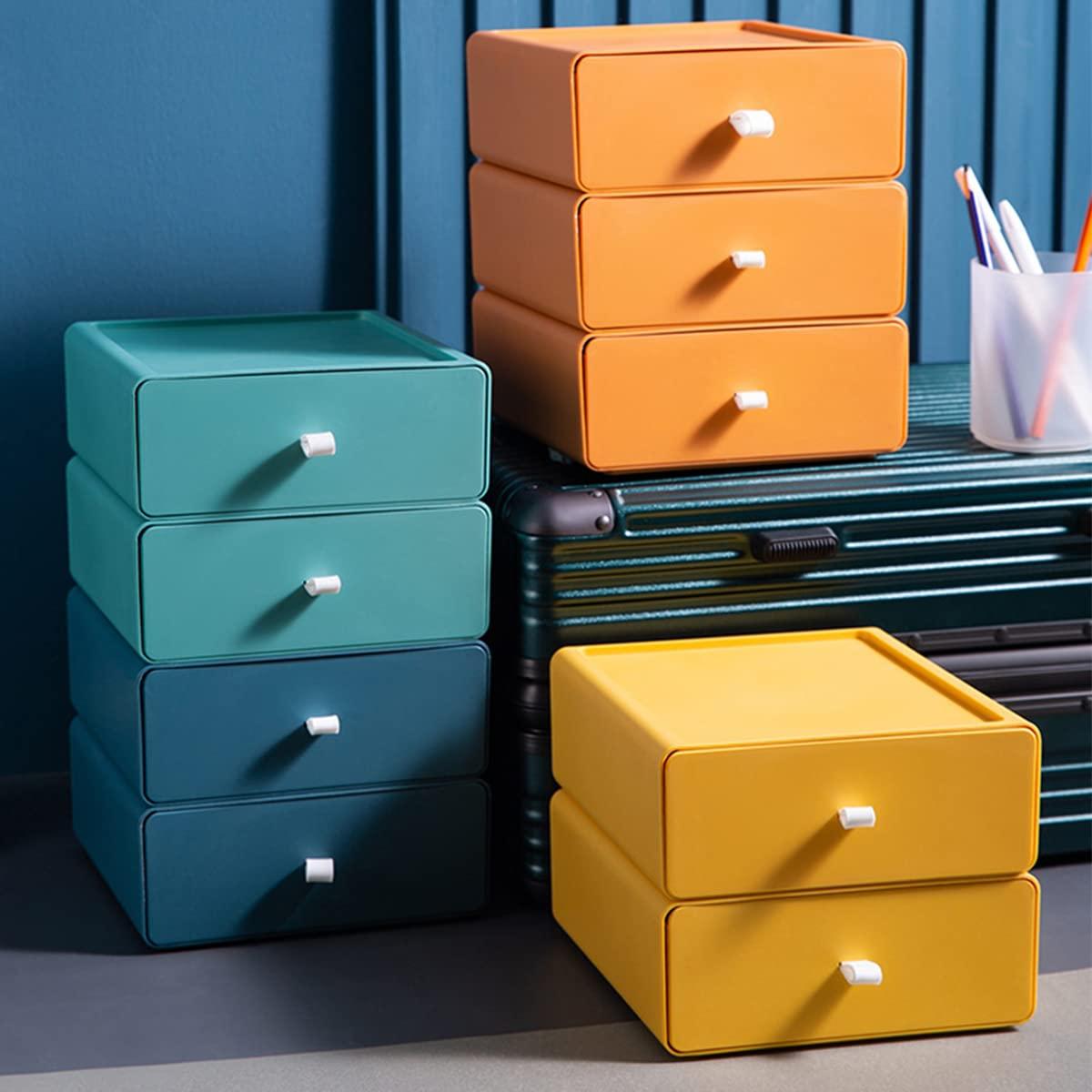 Hộp lưu trữ văn phòng 2 -room, nhà tổ chức ngăn kéo trang điểm có thể xếp chồng lên nhau, công cụ tổ chức lưu trữ văn phòng cho bàn làm việc, ký túc xá