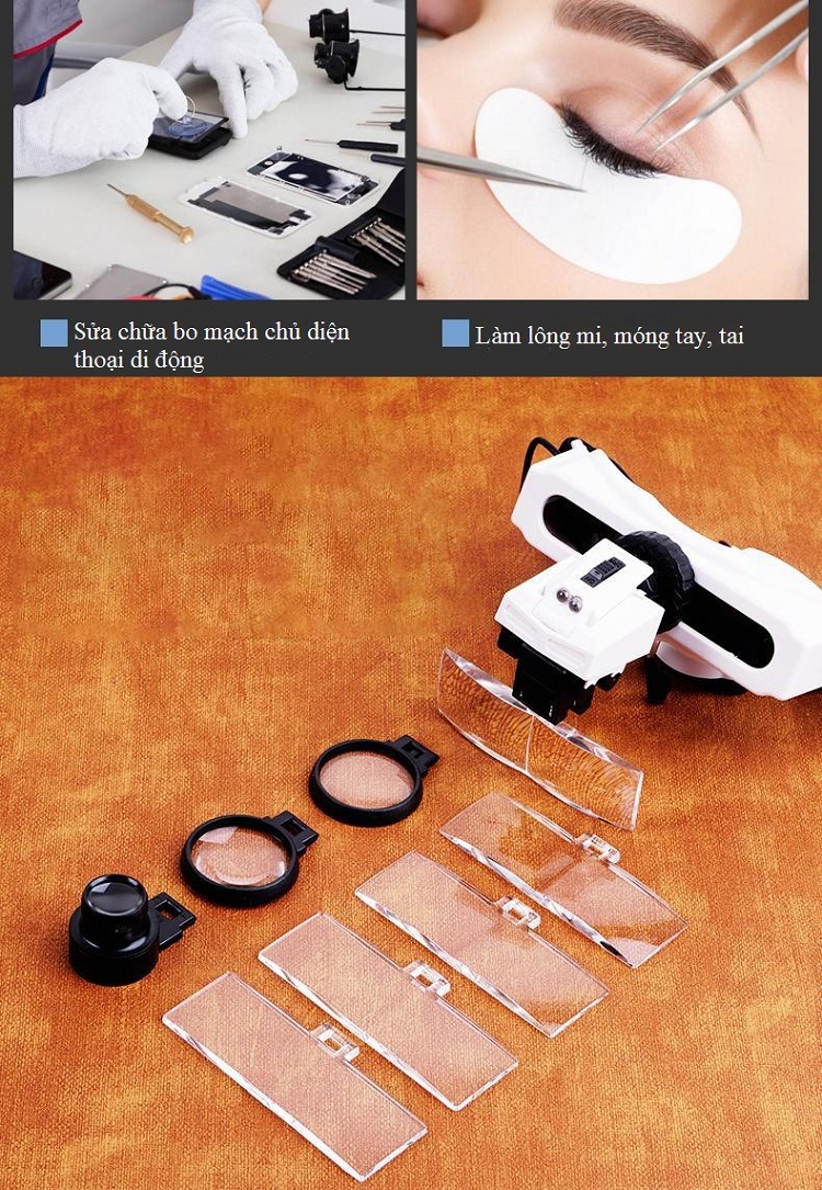 Kính lúp đeo mắt có đèn led V6