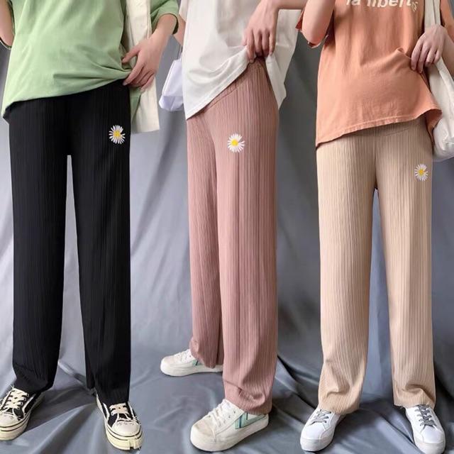 Quần thun ống rộng mềm mát cho mẹ bầusẵn đen