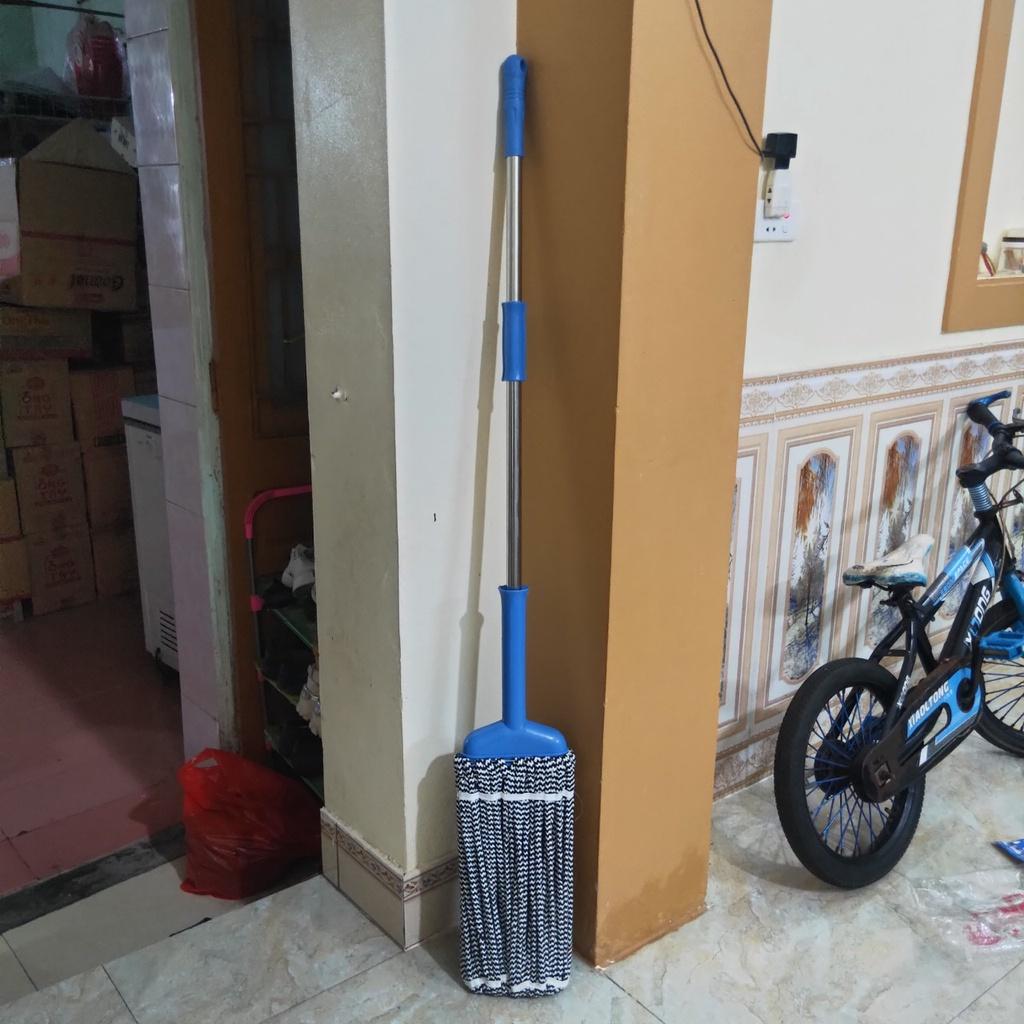 Cây Lau Nhà Vắt Tay Trợ Lực Cán Inox sợi lau cotton