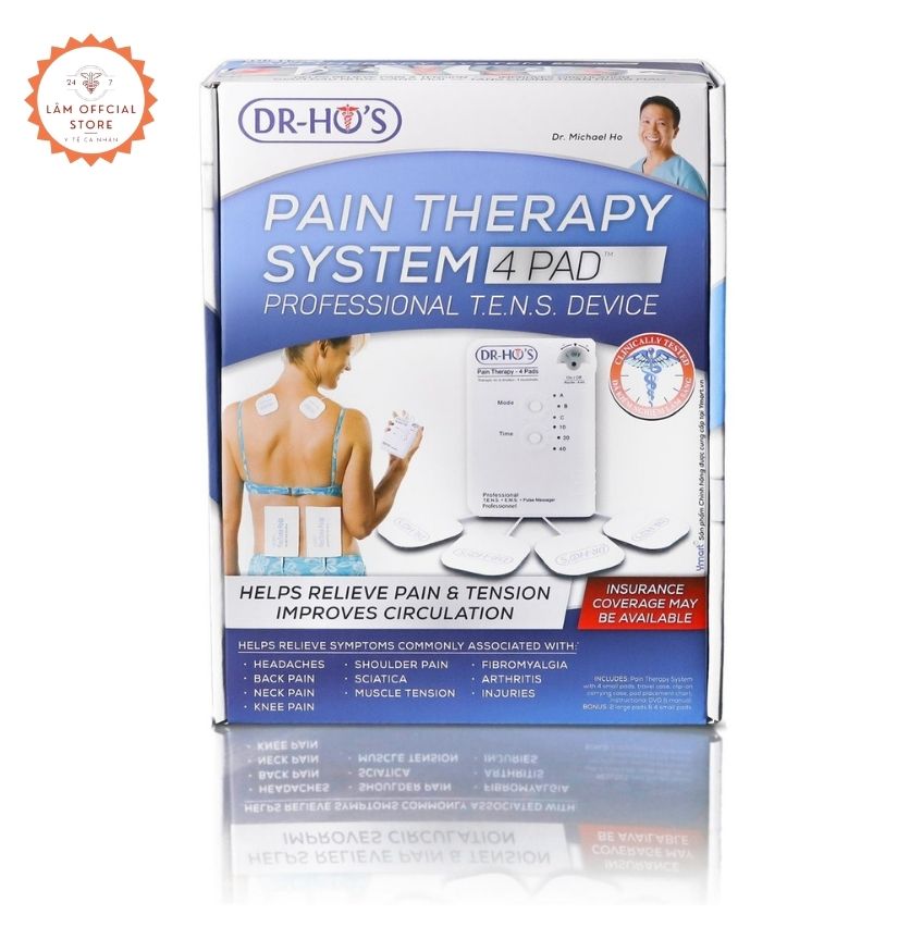 MÁY MASAGE TRỊ LIỆU XUNG ĐIỆN DR HO'S- 4MIẾNG DÁN- MÀU XANH