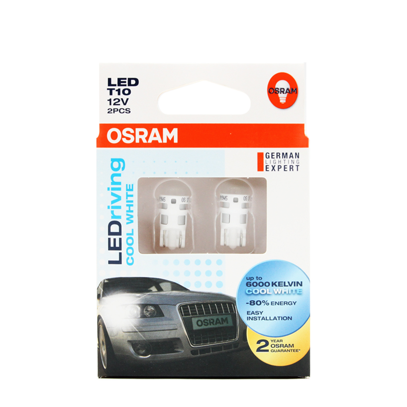 Bóng đèn led chân ghim nhỏ OSRAM STANDARD RETROFIT W5W 12v màu trắng cool (Hộp giấy 2 cái)