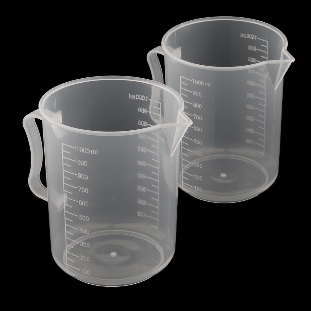 2 Mảnh 1000ml Nhựa Rõ Ràng Tốt Nghiệp Cốc đo Lường Chất Lỏng Ly Có Tay Cầm
