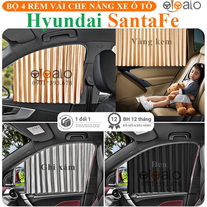 Rèm vải che nắng cửa kính xe Hyundai Santafe vải lụa gắn nam châm keo 3M RVCK