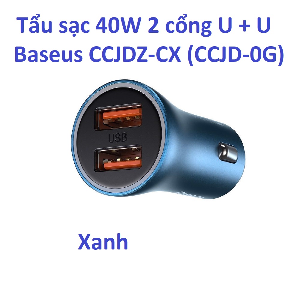 Tẩu sạc ô tô 40W 2 cổng C+U / U+U Baseus Golden Contactor Pro CCJDZ-CX (CCJD-0G)_Hàng chính hãng