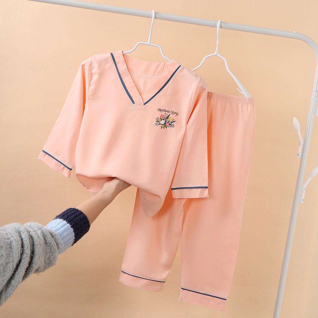 Bộ Đồ Ngủ Dài Tay Cổ Chữ V In Hình Cute Cho Bé Từ 10-28kg, Đồ Bộ Pijama Cho Bé - SUMO KIDS