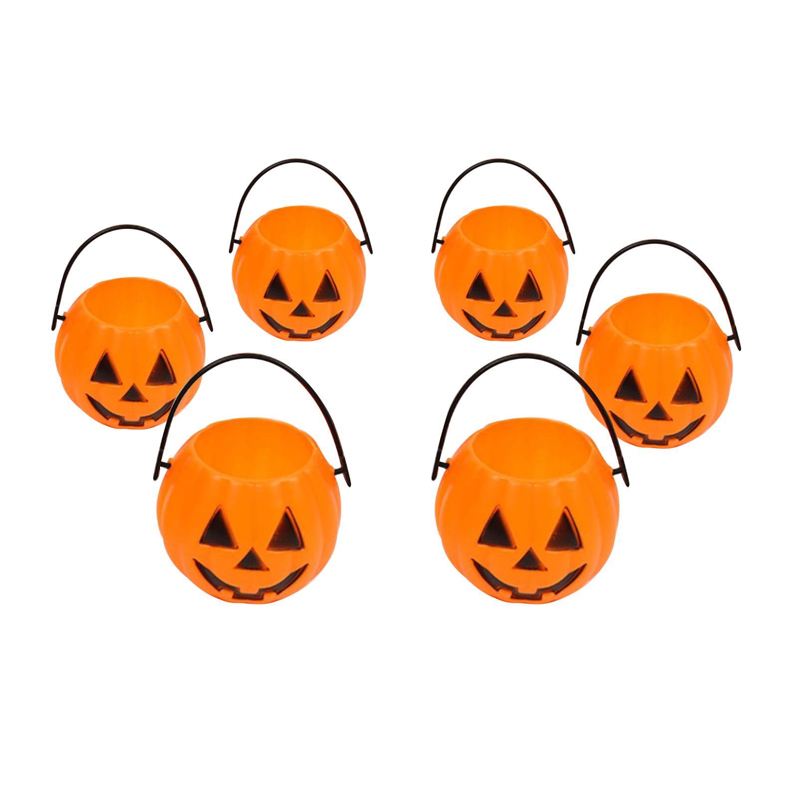 6x Halloween Pumpkin Buckets Candy Pail Holder Decoration for Favors