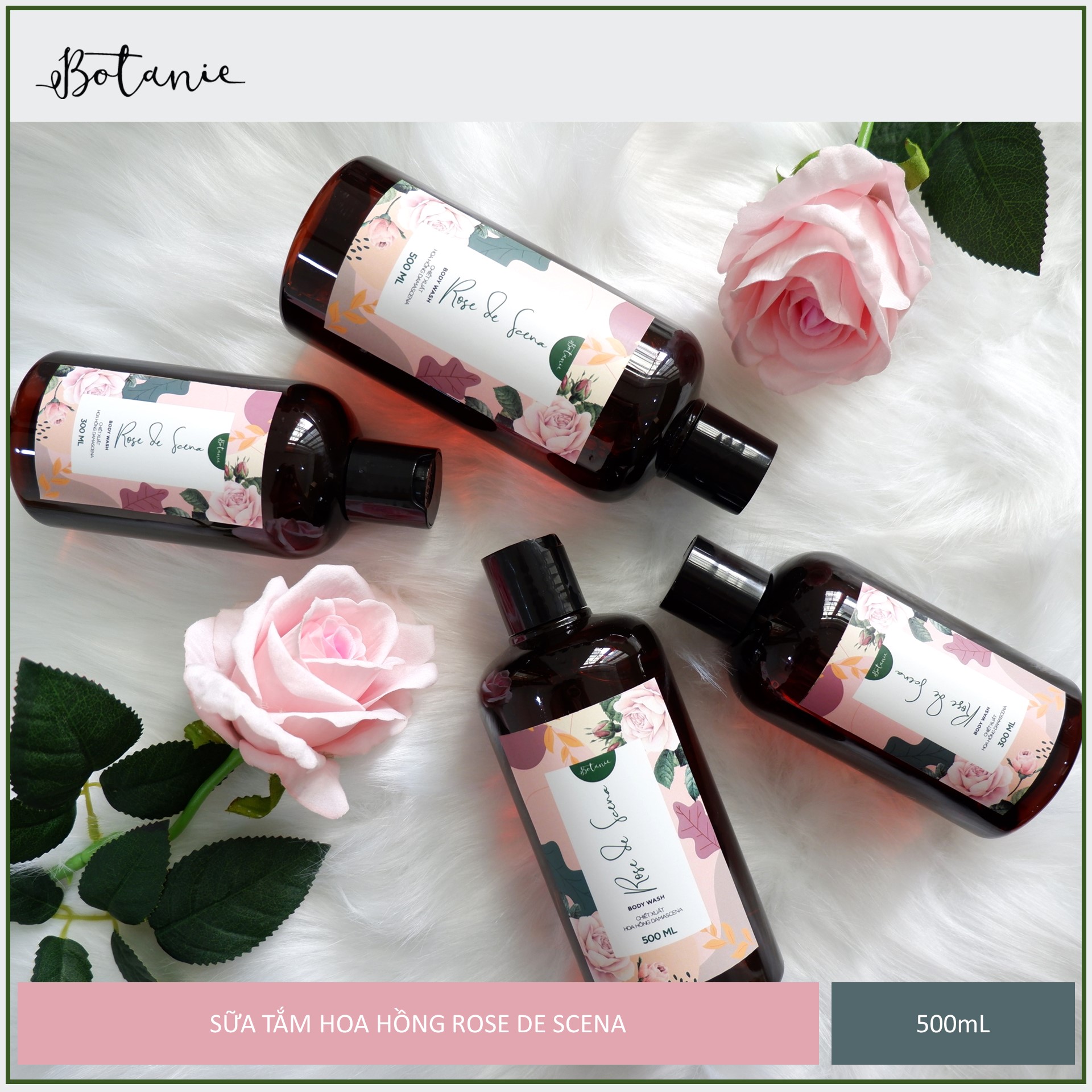 Sữa tắm cao cấp Rose de Scena 500ml - Hoa hồng Damascena - Bulgaria - Dịu nhẹ, dưỡng da mịn màng