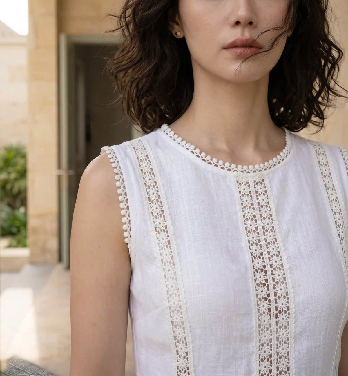 Đầm Maxi Phối Ren Linen Trắng Minh Duyên Dre237 Thời trang Hity