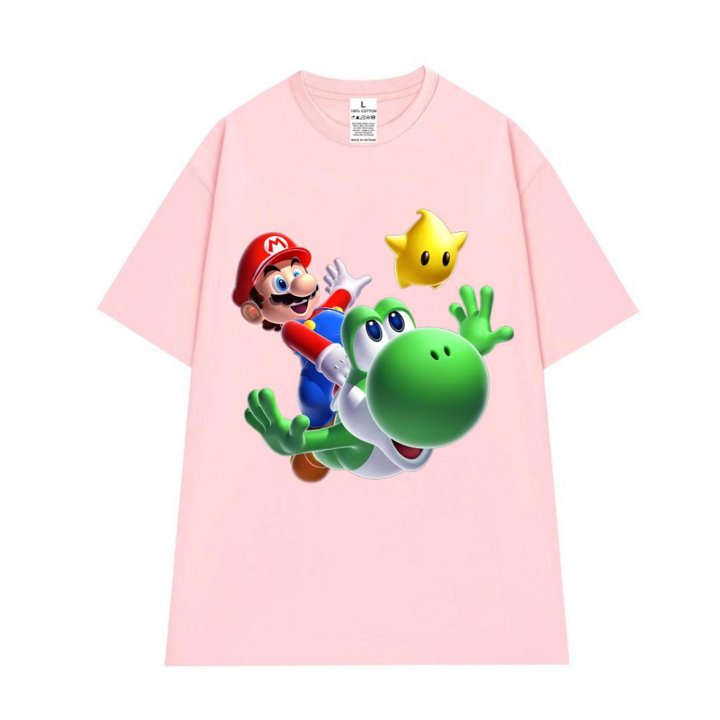 Cao cấp - Áo thun tay lỡ unisex nam nữ oversize Super Mario khủng long Yoshi BND43