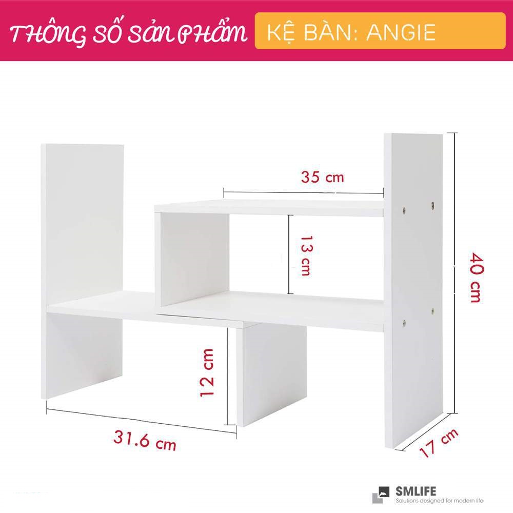 Kệ để bàn gỗ hiện đại SMLIFE Angie  | Gỗ MDF dày 17mm chống ẩm | D40-65xR17xC40cm - Màu