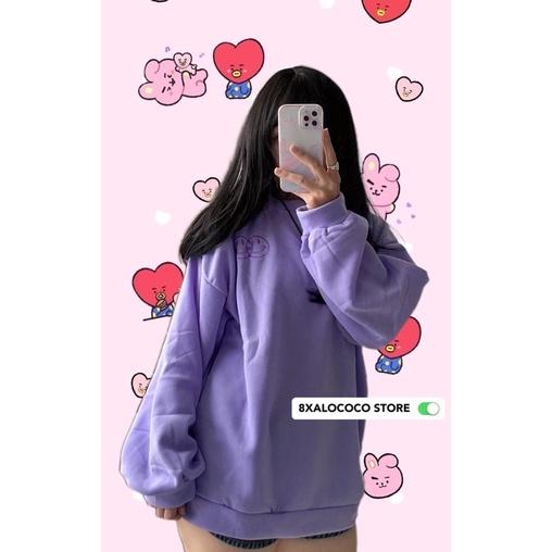 ÁO SWEATER FORM RỘNG MÀU TÍM THÊU MẶT CƯỜI