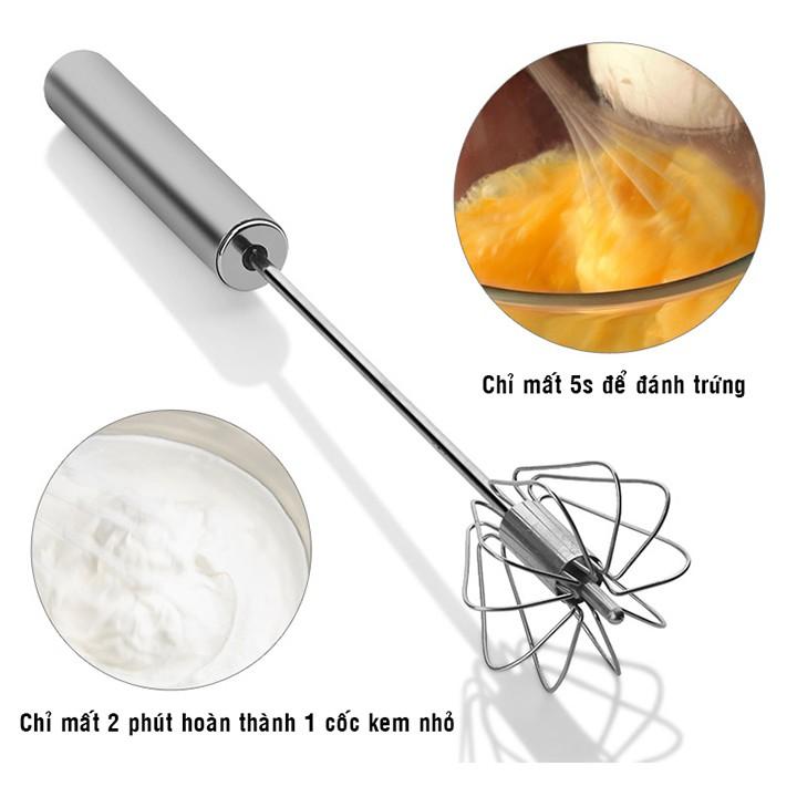 Dụng cụ đánh trứng bằng thép không gỉ có trục xoay