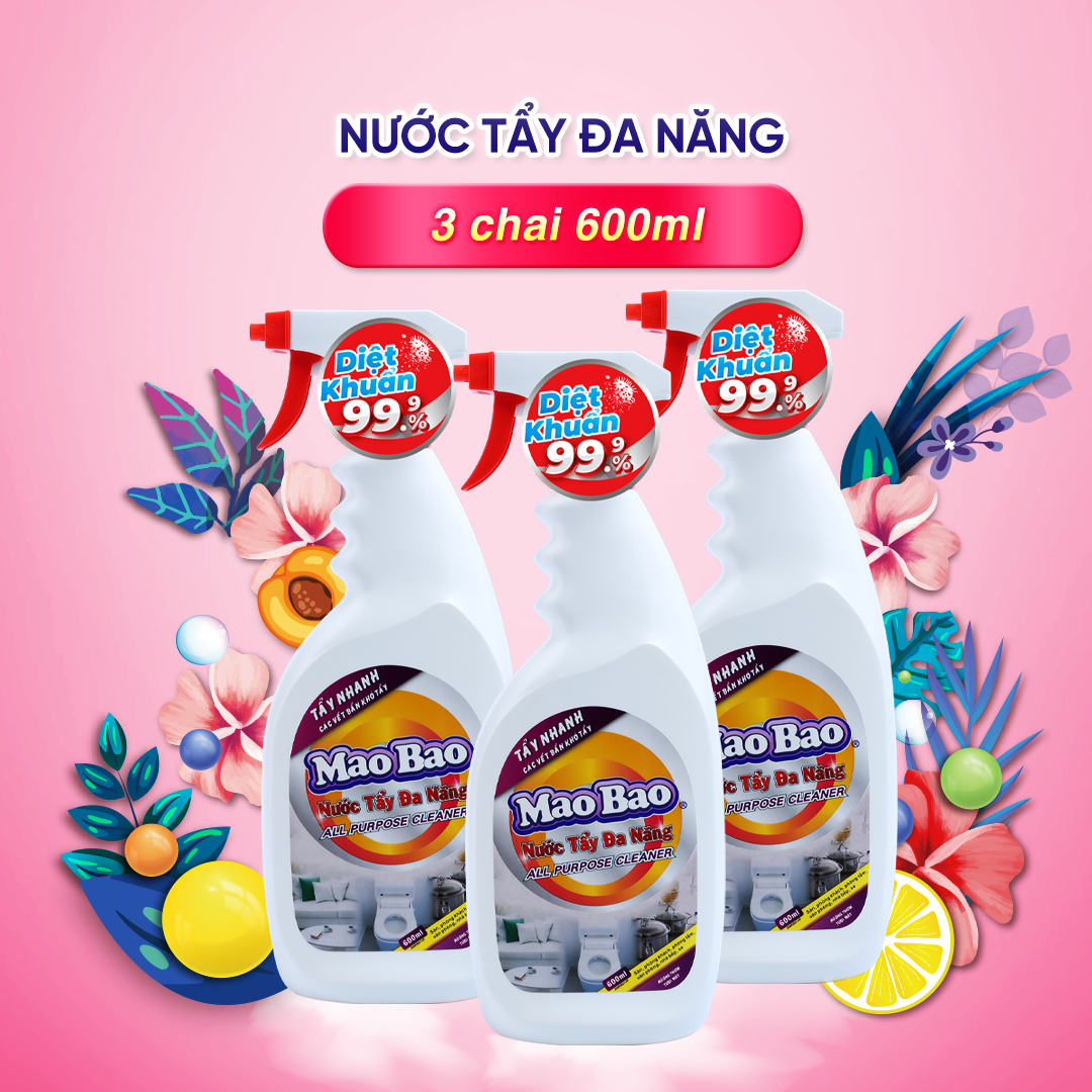 Combo 03 chai Nước Tẩy Đa Năng Mao Bao 600ml