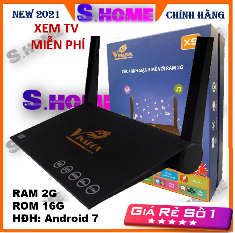 Android TVBox Vinabox X9 bản Điều khiển giọng nói Ram 2G Rom 16G Xem truyền hình miễn phí - Hàng Chính Hãng