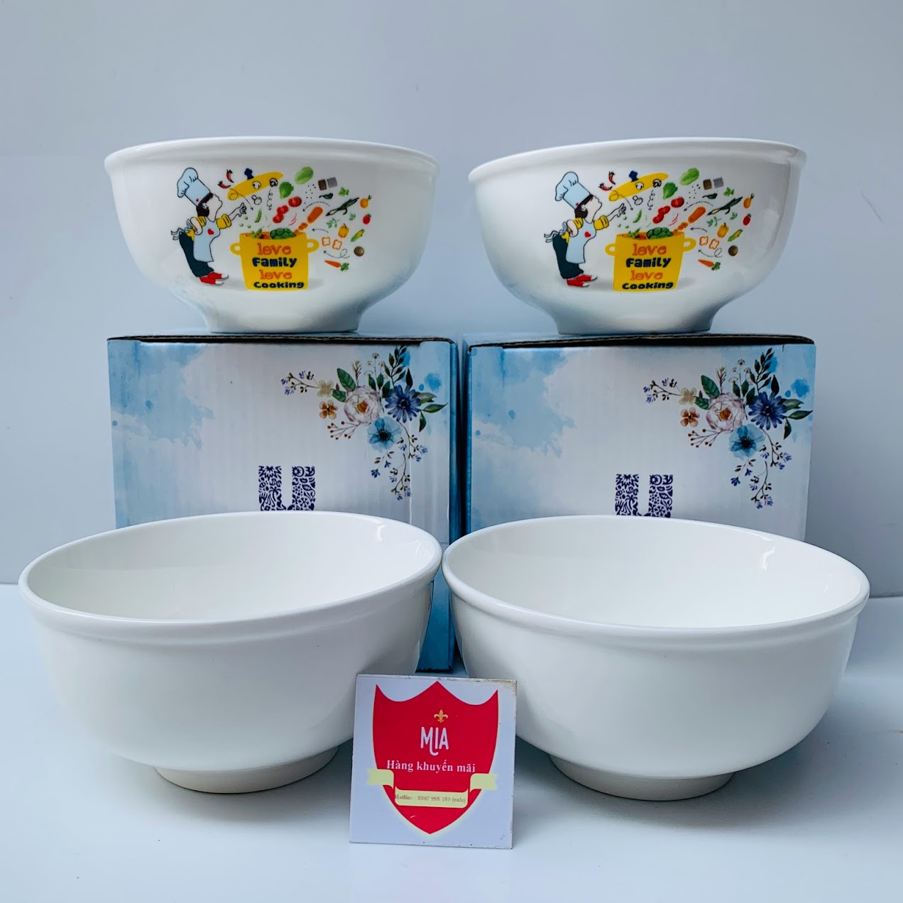 Bộ 2 chén sứ Hình hoa hàng tặng