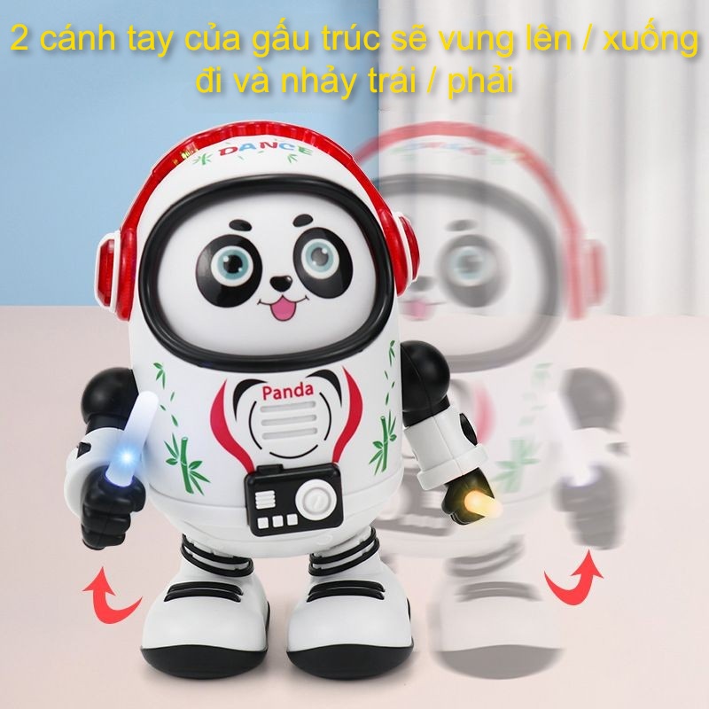 Robot nhảy múa vui nhộn theo nhạc đèn led đồ chơi gấu trúc loại lớn