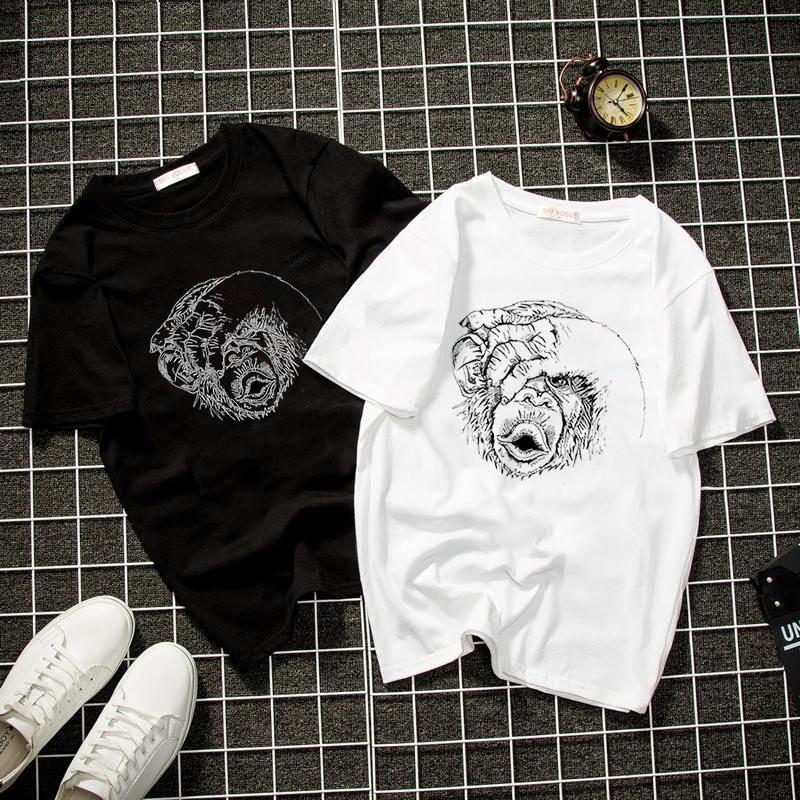 Áo thun unisex form rộng họa tiết khỉ che mắt vải dày mịn đẹp 2019T1939