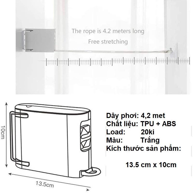 Dây phơi quần áo thông minh Chất liệu dây TPU siêu bền chắc hàng nội địa